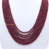 7 Line Round Smooth Shaped Natural Ruby Spiritual Healing Gemstone Beads Strand Necklace