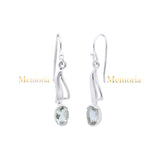 Natural Green Amethyst Gemstone 925 Sterling Silver Gold Plated Drop Earring