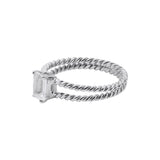 925 Sterling Silver Natural White Topaz Gemstone Silver Twisted Ring