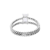 925 Sterling Silver Natural White Topaz Gemstone Silver Twisted Ring