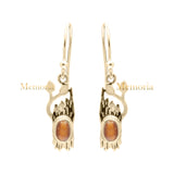 Natural Tiger Eye Gemstone 925 Sterling Silver Drop Earring