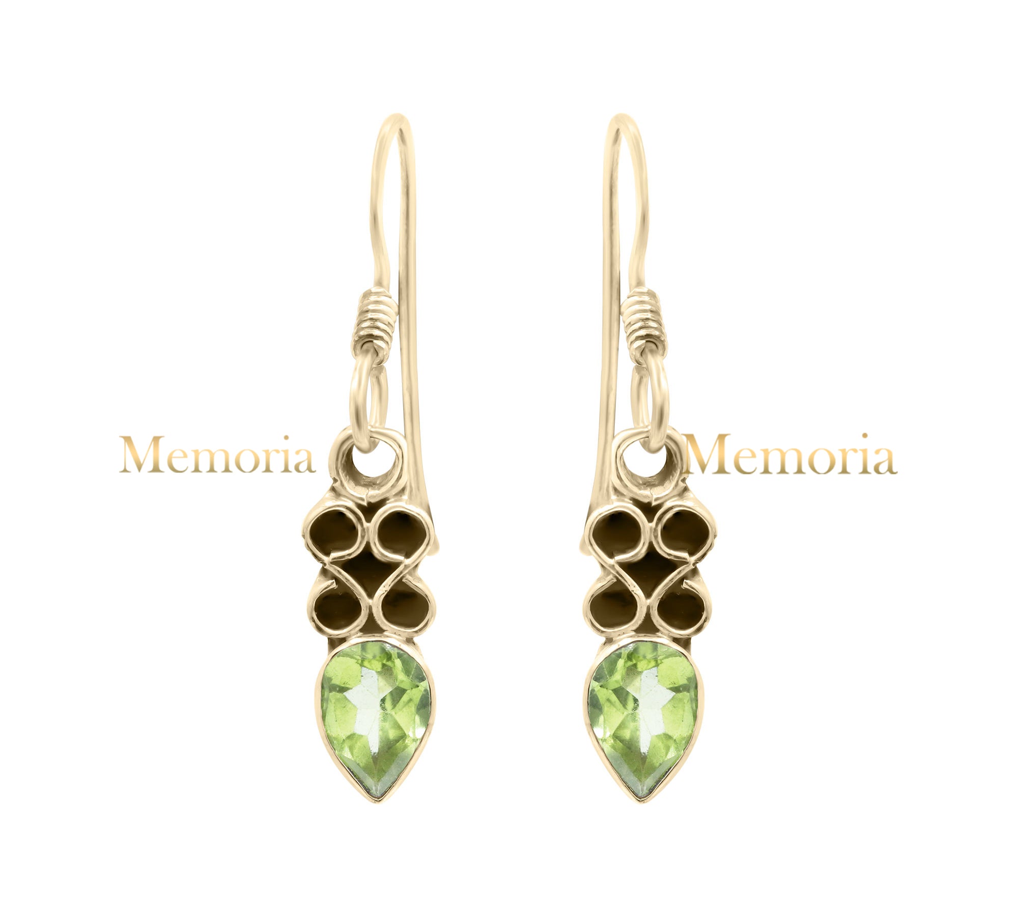 Natural Peridot Gemstone 925 Sterling Silver Drop Dangle Earring