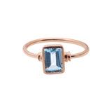 Natural Blue Topaz Gemstone 925 Sterling Silver Rose Gold Plated Ring