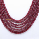 Certified 7 Line Round Smooth Shaped Natural Ruby Spiritual Healing Gemstone Beads Strand Necklace