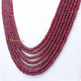 Certified 7 Line Round Smooth Shaped Natural Ruby Spiritual Healing Gemstone Beads Strand Necklace