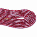 Certified 7 Line Round Smooth Shaped Natural Ruby Spiritual Healing Gemstone Beads Strand Necklace