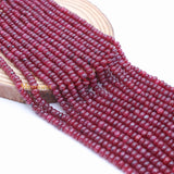 Certified 7 Line Round Smooth Shaped Natural Ruby Spiritual Healing Gemstone Beads Strand Necklace