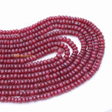 Certified 7 Line Round Smooth Shaped Natural Ruby Spiritual Healing Gemstone Beads Strand Necklace