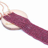 Certified 5 Line Round Smooth Shaped Natural Ruby Spiritual Healing Gemstone Beads Strand Necklace