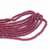 Certified 5 Line Round Smooth Shaped Natural Ruby Spiritual Healing Gemstone Beads Strand Necklace