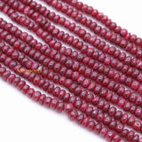 Certified 5 Line Round Smooth Shaped Natural Ruby Spiritual Healing Gemstone Beads Strand Necklace