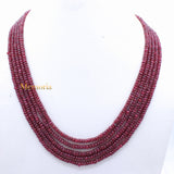 Certified 5 Line Round Smooth Shaped Natural Ruby Spiritual Healing Gemstone Beads Strand Necklace