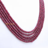 Certified 5 Line Round Smooth Shaped Natural Ruby Spiritual Healing Gemstone Beads Strand Necklace