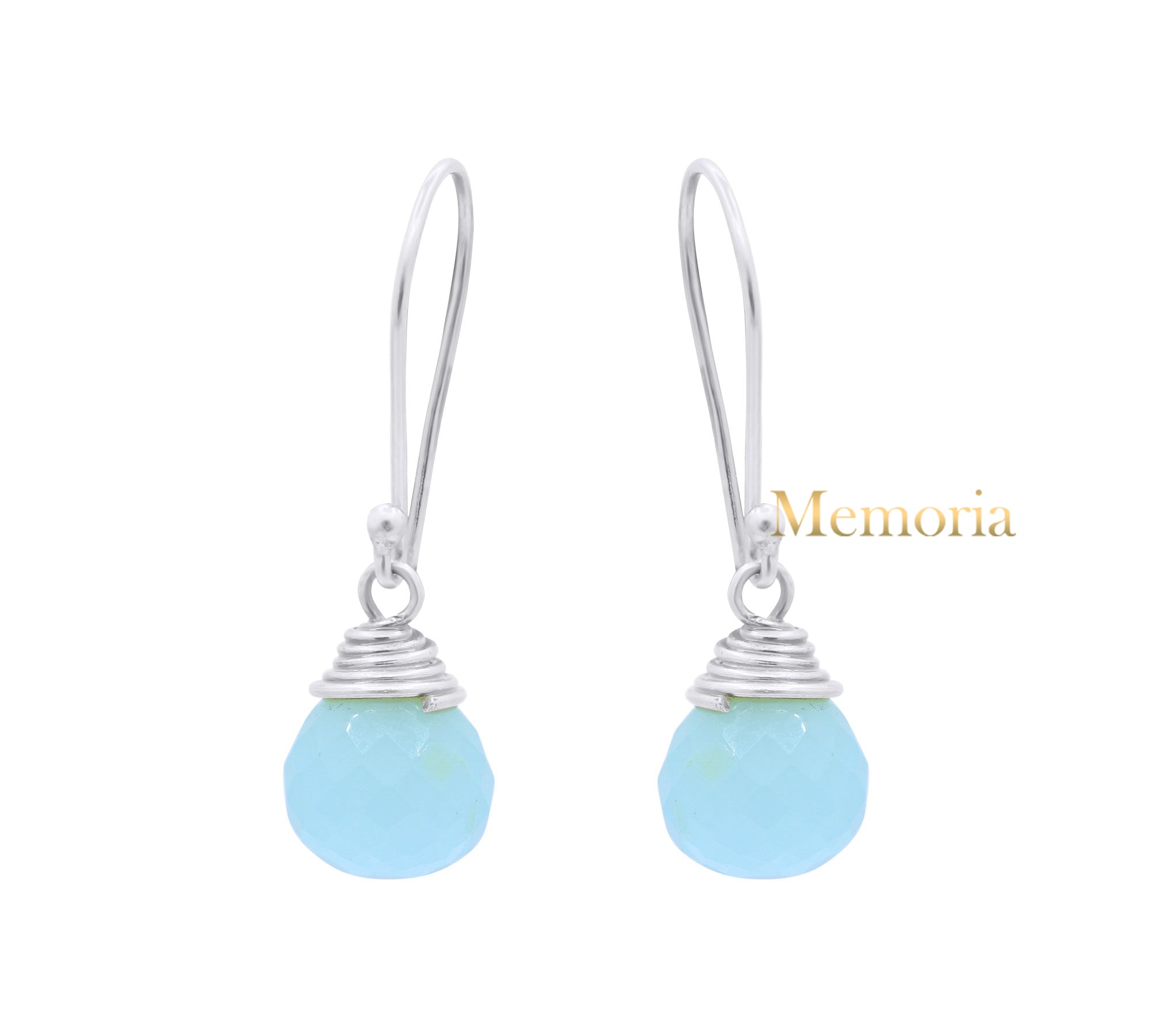 Natural Chalcedony Gemstone 925 Sterling Silver Drop Earring