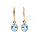 Natural Blue Topaz Oval Shaped Gemstone 925 Sterling Silver Drop Earring