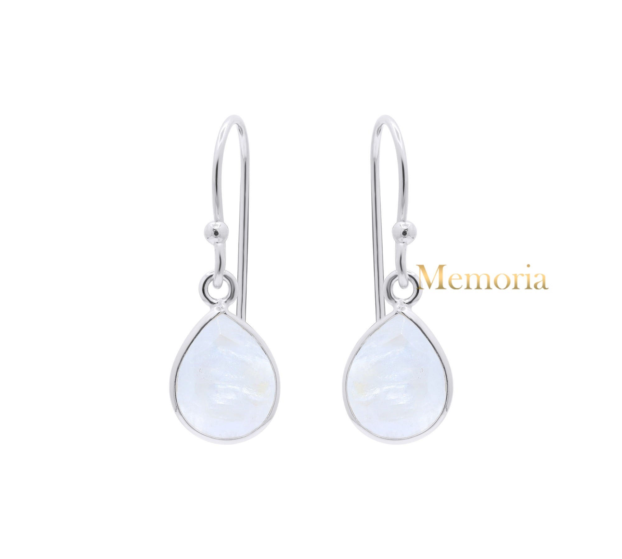 Natural Pear Cut Moonstone Gemstone 925 Sterling Silver Designer Drop Earring