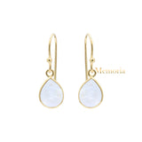 Natural Pear Cut Moonstone Gemstone 925 Sterling Silver Designer Drop Earring