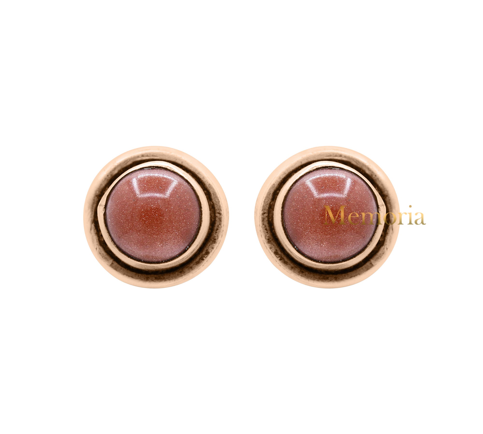 Natural Sunstone Gemstone 925 Sterling Silver Gold Plated Designer Stud Earring