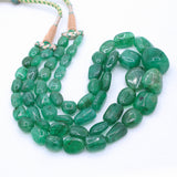 Natural Emerald Gemstone Beads Thread Necklace