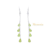 Natural Peridot Tear Drop Gemstone 925 Sterling Silver Dangle Earring