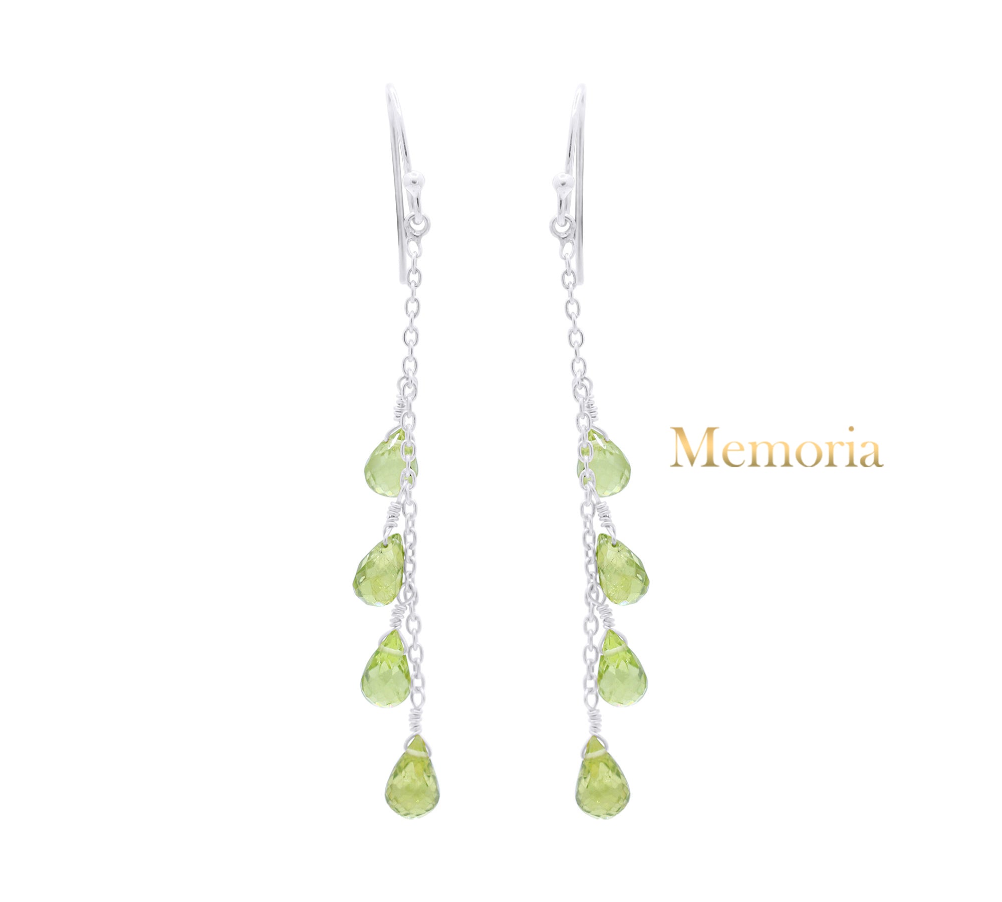 Natural Peridot Tear Drop Gemstone 925 Sterling Silver Dangle Earring