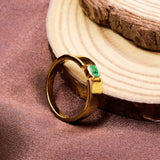 Natural Emerald Sterling Silver Ring Minimalist Round Gemstone Band for Men & Women