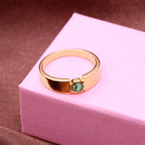 Natural Emerald Sterling Silver Ring Minimalist Round Gemstone Band for Men & Women