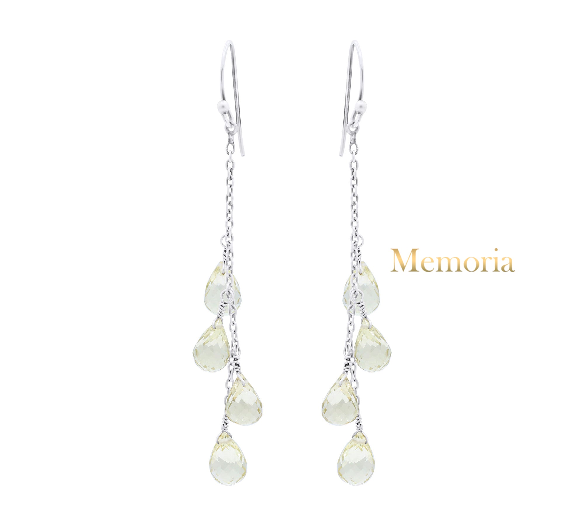 Natural Tear Drop Lemon Quartz Gemstone 925 Sterling Silver Drop Earring