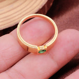 Natural Emerald Sterling Silver Ring Minimalist Round Gemstone Band for Men & Women