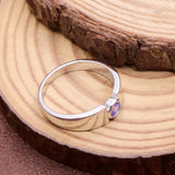 Natural Tanzanite Silver Ring Blue Gemstone Minimal Band for Men & Women