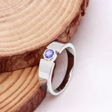 Natural Tanzanite Silver Ring Blue Gemstone Minimal Band for Men & Women