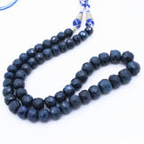 Certified 1 Line Natural Blue Sapphire Round Faceted Spiritual Healing Gemstone Beads Strand Necklace