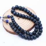 Certified 1 Line Natural Blue Sapphire Round Faceted Spiritual Healing Gemstone Beads Strand Necklace