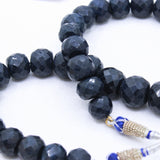 Best Quality 1 Line Natural Blue Sapphire Round Faceted Cut Spiritual Healing Gemstone Beads Strand Necklace