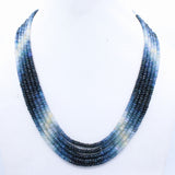 Buy 5 Line Natural Blue Sapphire Round Faceted Cut Spiritual Healing Gemstone Beads Strand Necklace