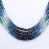 Buy 5 Line Natural Blue Sapphire Round Faceted Cut Spiritual Healing Gemstone Beads Strand Necklace