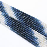 Certified 7 Line Natural Blue Sapphire Round Faceted Cut Spiritual Healing Gemstone Beads Strand Necklace