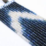 Certified 7 Line Natural Blue Sapphire Round Faceted Cut Spiritual Healing Gemstone Beads Strand Necklace