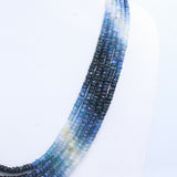 5 Layered Natural Blue Sapphire Round Faceted Cut Spiritual Healing Gemstone Beads Strand Necklace