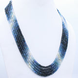 5 Layered Natural Blue Sapphire Round Faceted Cut Spiritual Healing Gemstone Beads Strand Necklace