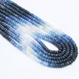 5 Layered Natural Blue Sapphire Round Faceted Cut Spiritual Healing Gemstone Beads Strand Necklace