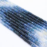 5 Layered Natural Blue Sapphire Round Faceted Cut Spiritual Healing Gemstone Beads Strand Necklace