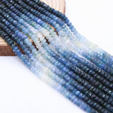 5 Layered Natural Blue Sapphire Round Faceted Cut Spiritual Healing Gemstone Beads Strand Necklace