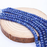 Certified 3 Line Natural Blue Sapphire Round Cabochon Cut Spiritual Healing Gemstone Beads Strand Necklace