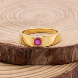 Natural Ruby Sterling Silver Ring Pink Gemstone Modern Band for Men & Women