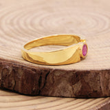 Natural Ruby Sterling Silver Ring Pink Gemstone Modern Band for Men & Women