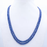 Certified 2 Line Natural Blue Sapphire Round Cabochon Cut Spiritual Healing Gemstone Beads Strand Necklace