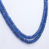 Certified 2 Line Natural Blue Sapphire Round Cabochon Cut Spiritual Healing Gemstone Beads Strand Necklace