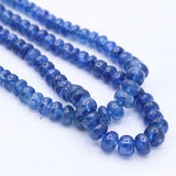 Certified 2 Line Natural Blue Sapphire Round Cabochon Cut Spiritual Healing Gemstone Beads Strand Necklace