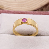Natural Ruby Sterling Silver Ring Pink Gemstone Modern Band for Men & Women